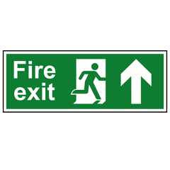 Fire Exit, Man Arrow Up Sign - RPVC, 400 X 150mm